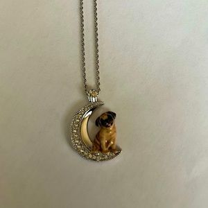 “I love my pug to the moon and back’ necklace with genuine Swarovski Crystals